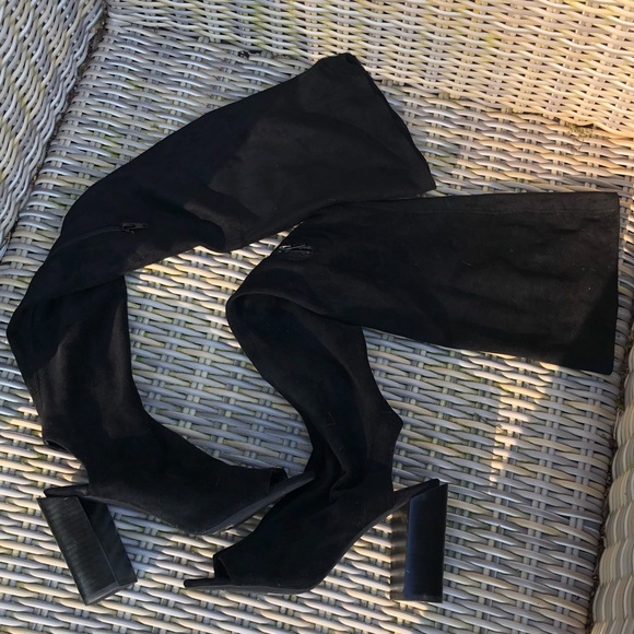 Jeffrey Campbell OTK Boots 8.5 Sandals Thigh High - Picture 4 of 13